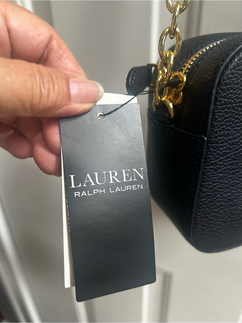 Ralph Lauren Black Camera Bag Embossed RL Pebbled Leather Crossbody - Picture 5 of 16